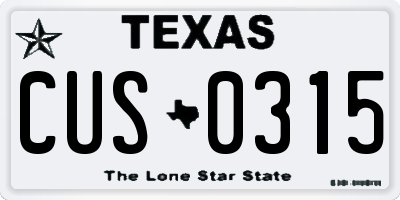 TX license plate CUS0315