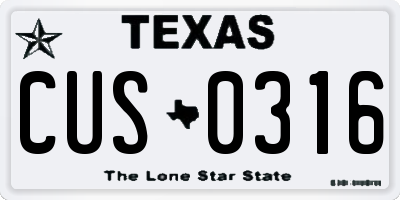 TX license plate CUS0316