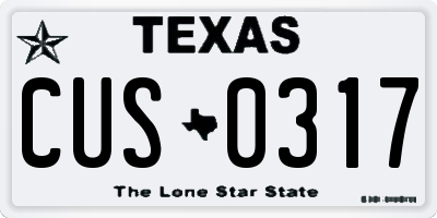 TX license plate CUS0317