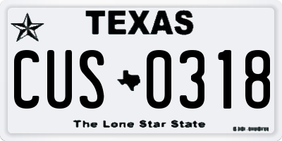 TX license plate CUS0318