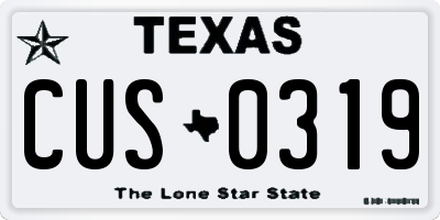 TX license plate CUS0319