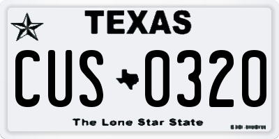 TX license plate CUS0320