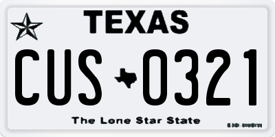 TX license plate CUS0321