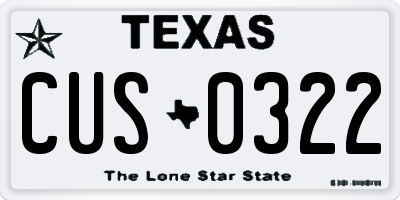 TX license plate CUS0322