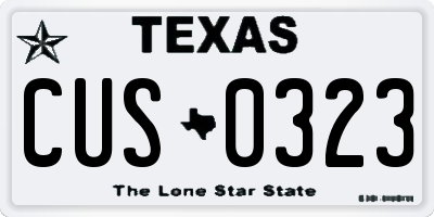 TX license plate CUS0323