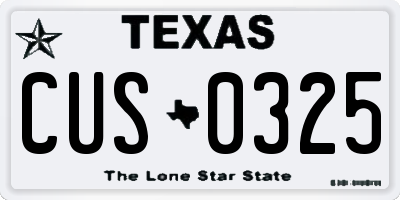 TX license plate CUS0325