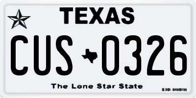 TX license plate CUS0326