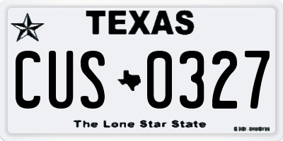 TX license plate CUS0327