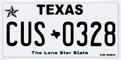 TX license plate CUS0328