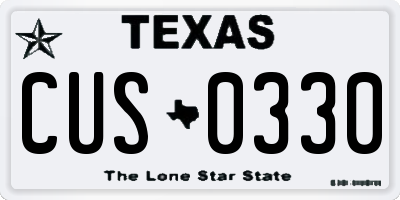 TX license plate CUS0330