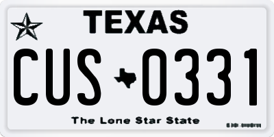 TX license plate CUS0331