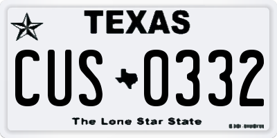 TX license plate CUS0332