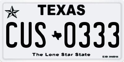 TX license plate CUS0333