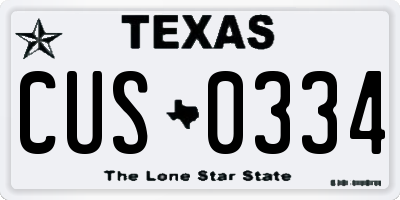 TX license plate CUS0334