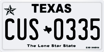 TX license plate CUS0335