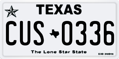 TX license plate CUS0336