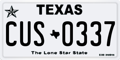 TX license plate CUS0337