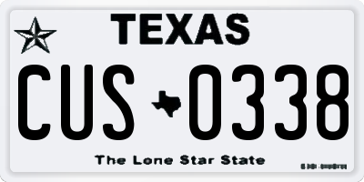 TX license plate CUS0338