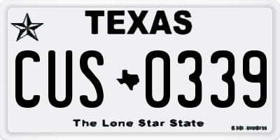 TX license plate CUS0339
