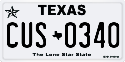 TX license plate CUS0340