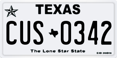 TX license plate CUS0342