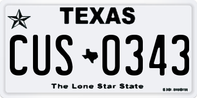 TX license plate CUS0343