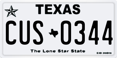 TX license plate CUS0344