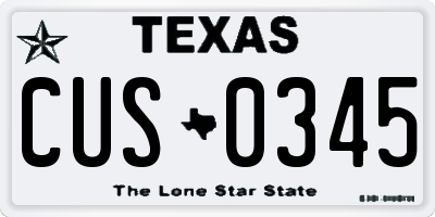 TX license plate CUS0345