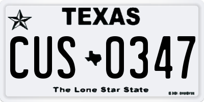 TX license plate CUS0347