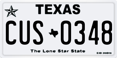 TX license plate CUS0348
