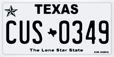 TX license plate CUS0349