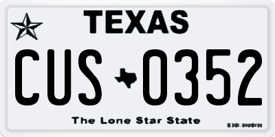 TX license plate CUS0352