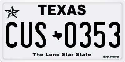 TX license plate CUS0353