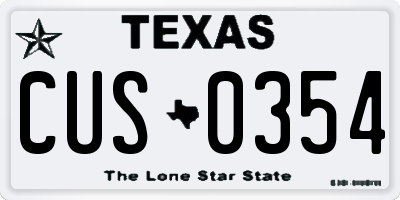 TX license plate CUS0354