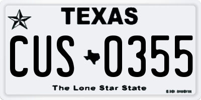 TX license plate CUS0355