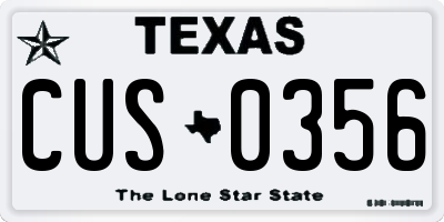 TX license plate CUS0356