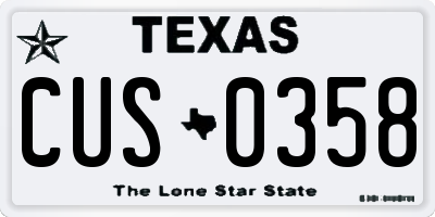 TX license plate CUS0358