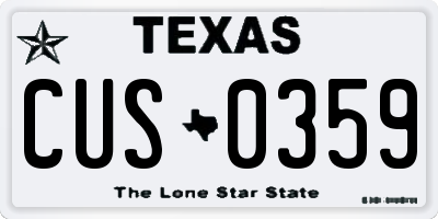 TX license plate CUS0359