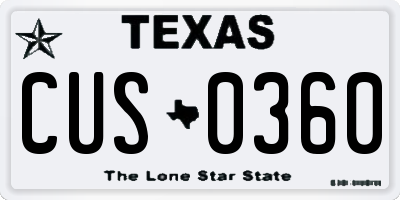 TX license plate CUS0360