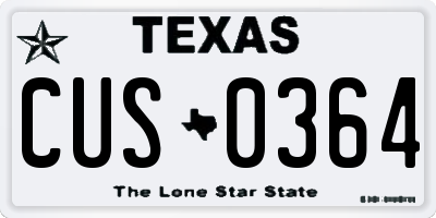 TX license plate CUS0364