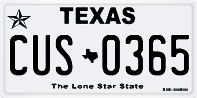 TX license plate CUS0365