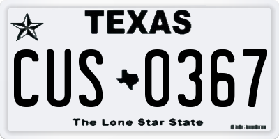 TX license plate CUS0367