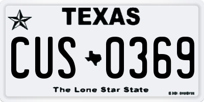 TX license plate CUS0369
