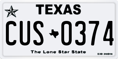 TX license plate CUS0374
