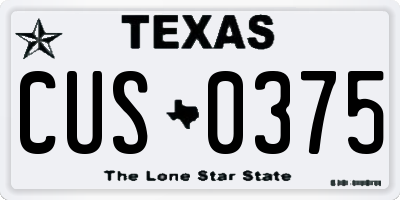 TX license plate CUS0375