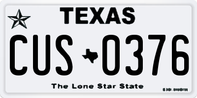 TX license plate CUS0376