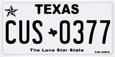 TX license plate CUS0377