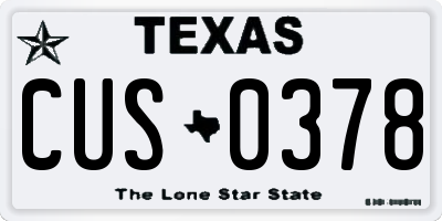 TX license plate CUS0378