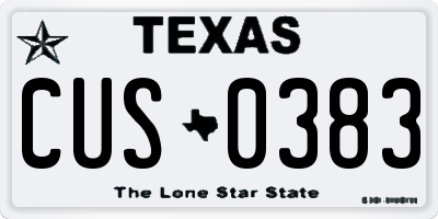 TX license plate CUS0383