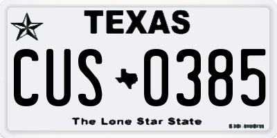 TX license plate CUS0385